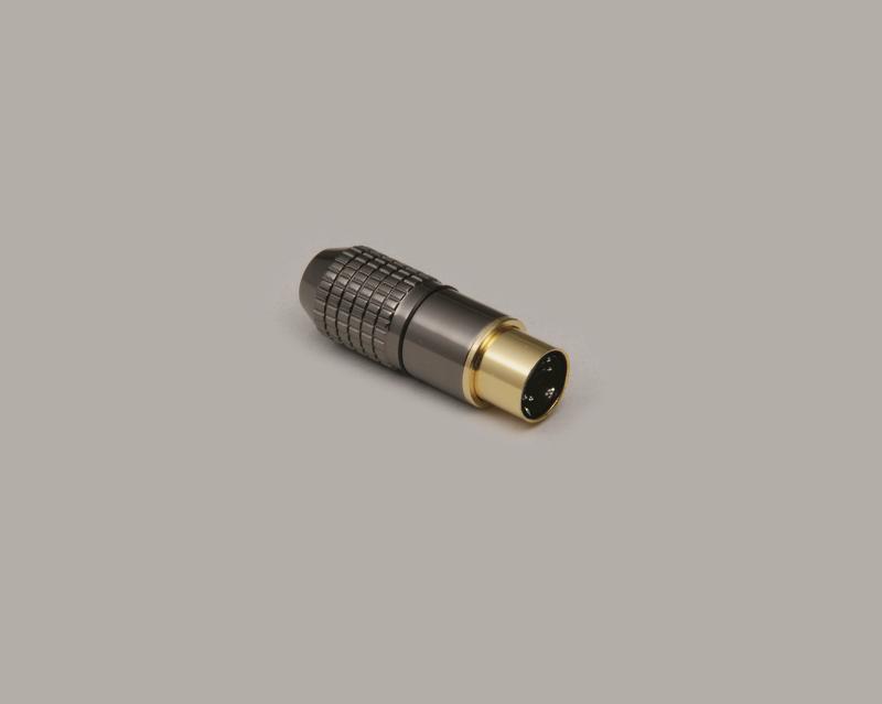 Mini-DIN plug, 6-pin, high-quality metal design, gold plated contacts