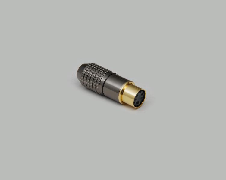 Mini-DIN jack, 8-pin, high-quality metal design, gold plated contacts