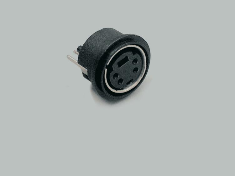 build-in Mini-DIN socket, 6-pin, round design, PCB type 180°