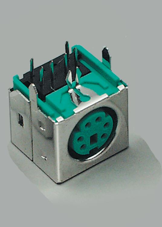 Mini-DIN socket, 6-pin, purple, shielded, PCB type 90°