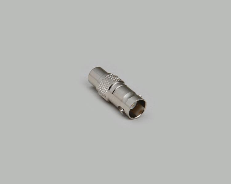 BNC jack to RCA jack adapter, Delrin, 50 Ohm