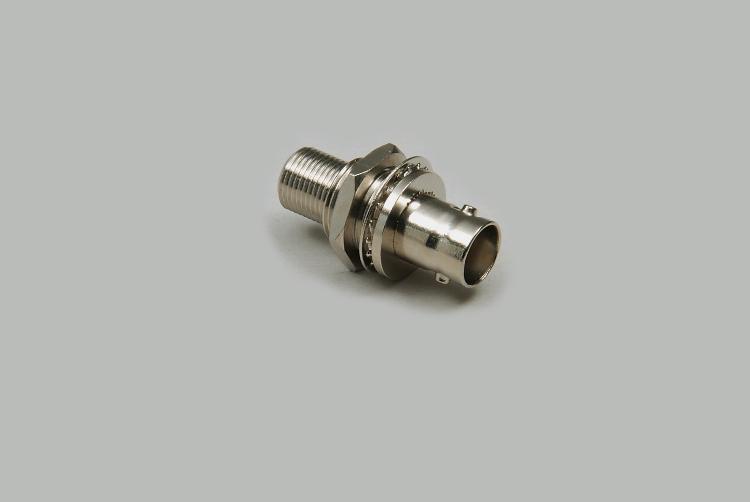 BNC jack to F-jack build-in adapter, Delrin, 75 Ohm