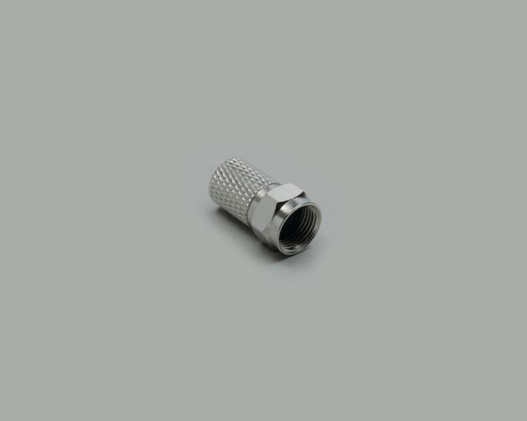 F-plug, HQ type, with wide nut and o-ring, Twist-On 8,2mm, insulation 5,0mm, for cable-Ø 8,4mm