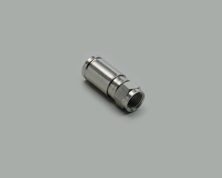 F compression plug, nickel plated housing, insulation 5,1mm, for cable-Ø 8,4mm