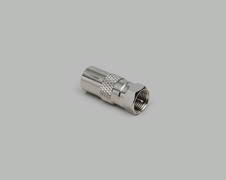 F-plug to coax jack adapter, Delrin