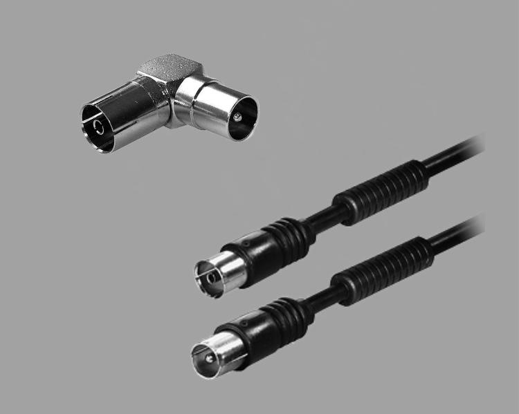 Koax-Anschluss-Set, Anschlusskabel und Adapter, Metall