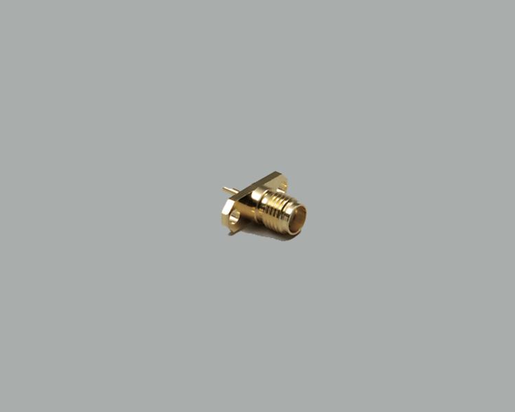 build-in SMA socket, solder type, oval flange mounting, fully gold plated, Teflon, 50 Ohm