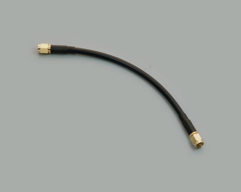 SMA adapter, plug straight to plug straight, cable RG58, 15cm