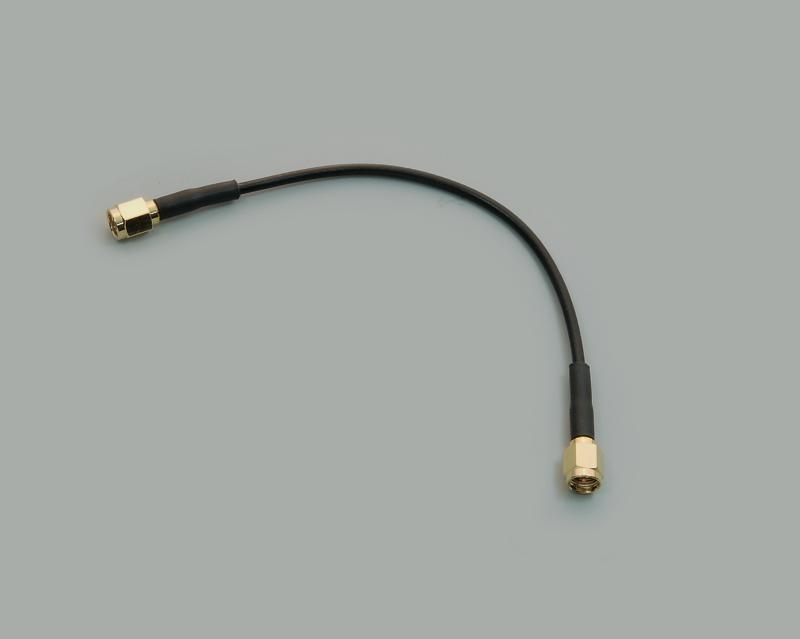 SMA adapter, plug straight to plug straight, cable RG174, 15cm