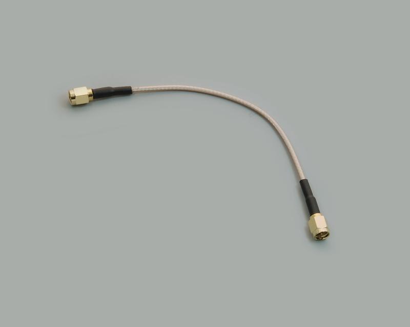 SMA adapter, straight plug to straight plug, RG316/U, 15 cm, 50 Ohm
