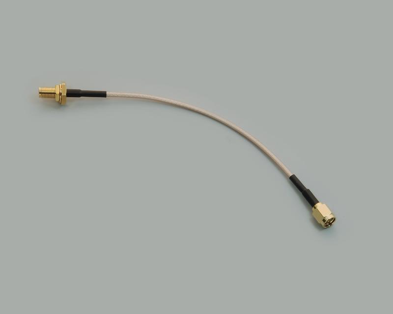 SMA adapter, straight plug to build-in socket, RG316/U, 15 cm, 50 Ohm