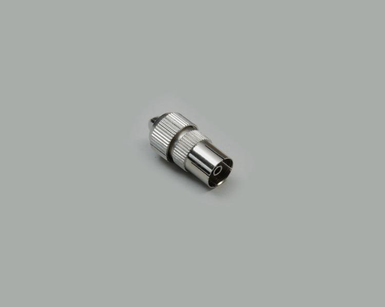 coax jack, screw type, shielded, screening factor ≥ 75 dB, for cable TV, 75 Ohm, Ø9,5 mm/DIN 45325, 75 Ohm