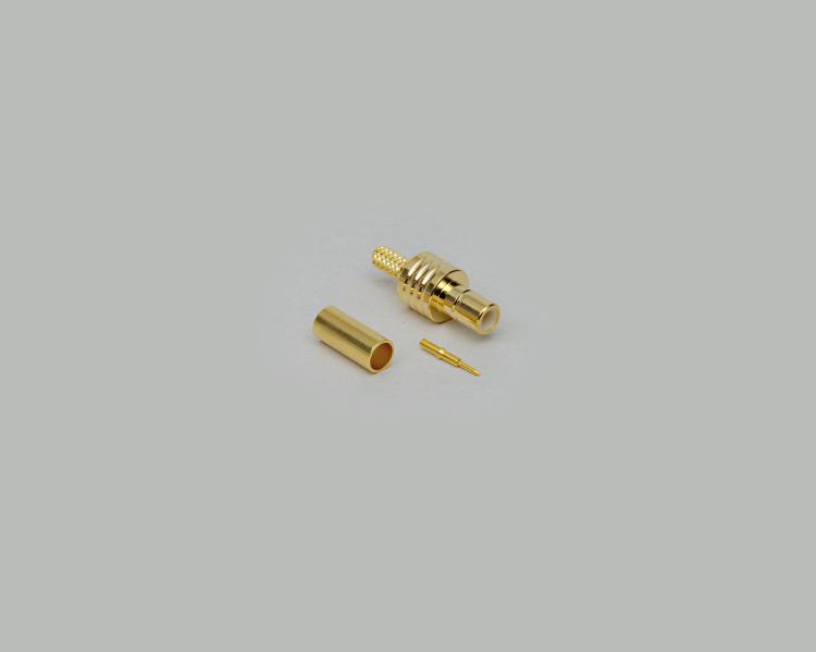 SMB jack, crimp type, fully gold plated, RG174/U, Teflon, 50 Ohm