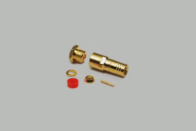 SMB plug, solder type, fully gold plated, RG 174/U, Teflon, 50 Ohm
