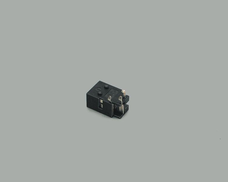 build-in low power socket 1,65/4,4mm, PCB type 90°, angled contacts, closed circuit, for low power plug 1,70/1,75mm