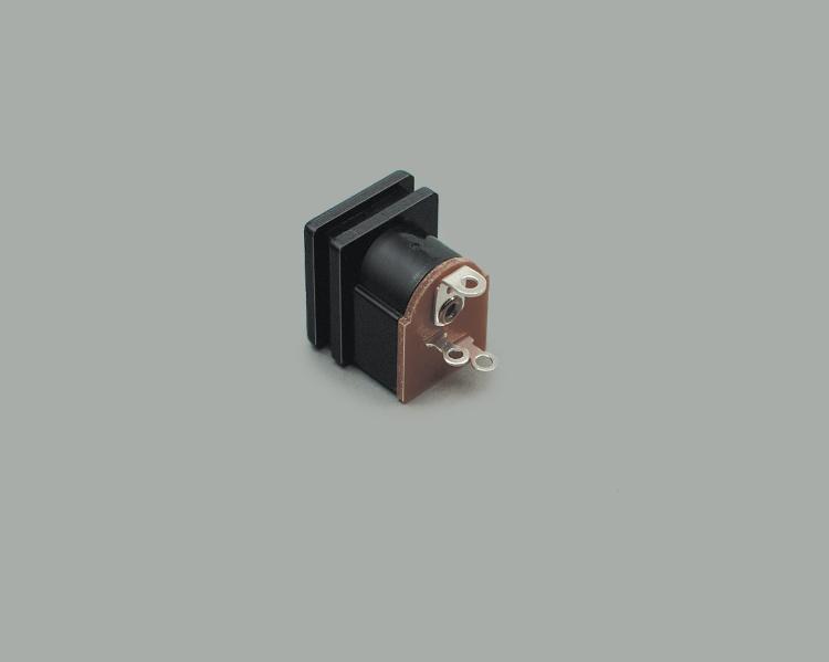build-in low power socket 2,5/6,5mm, solder type, housing installation, closed circuit, housing slot