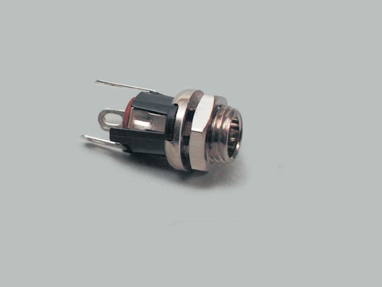 build-in low power socket 2,5/5,6mm, solder type, single hole mouting, closed circuit,