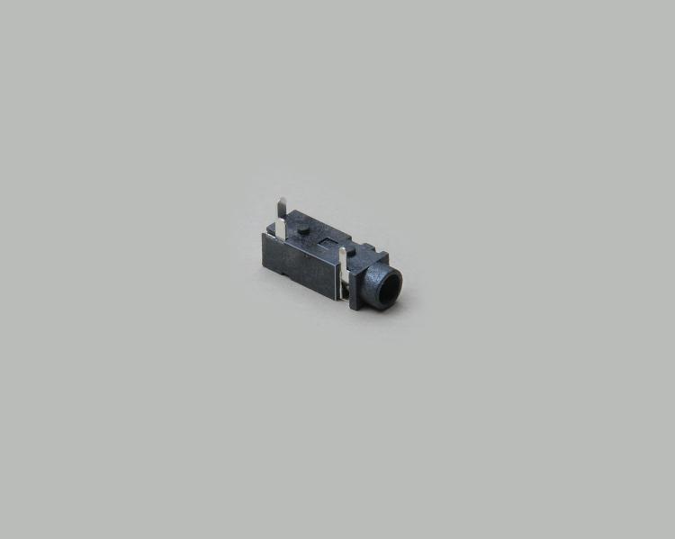 Klinken-Einbaubuchse 3,5mm, Mono mit Schalter, Printausführung 90°