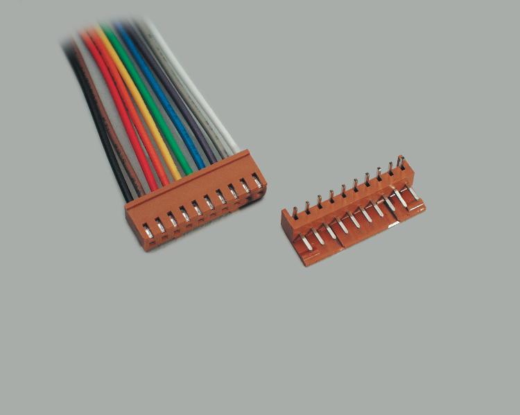 Platinen-Steckverbinder Set, Buchsenleiste mit Kabel AWG 24/25cm verzinnt - Stiftleiste gerade, 2-pol, Raster 2,5mm