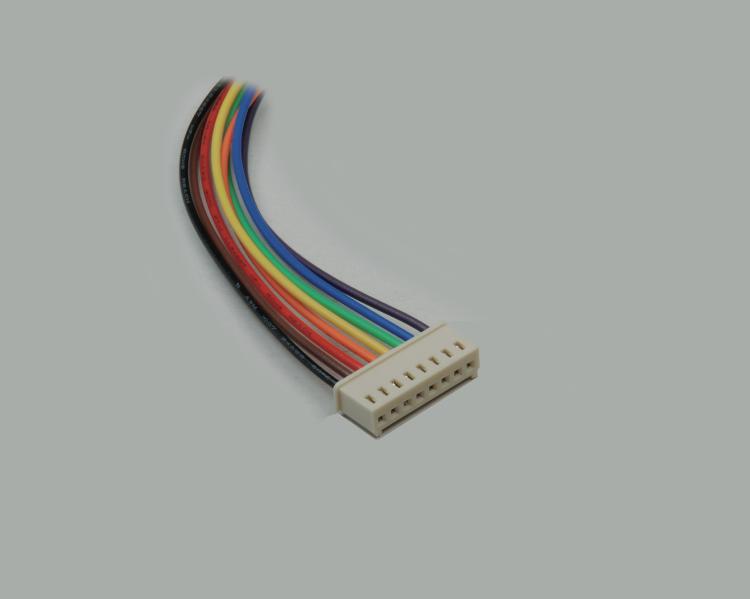 pin socket connector with cable AWG 24, 3-pin, lock type, high quality, polarity protection, white, cable length 25 cm