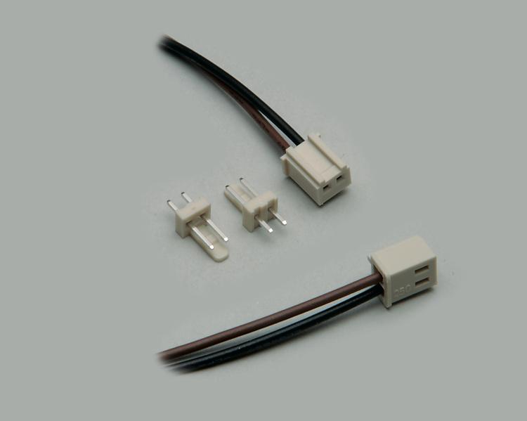 Set: 2x pin socket connector with cable AWG 24, 2x pin header, 2-pin, hard-wired, cable length 21cm