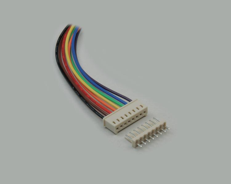 pin header with socket connector and cable AWG 24, 5-pin, lock type, high-quality, polarity protection, white, cable length 25cm