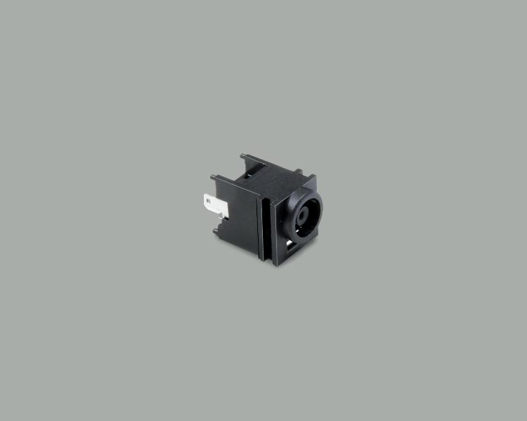 build-in low power socket 1,0/2,85/6,0mm, solder type, casing assembly, closed circuit, with housing slot