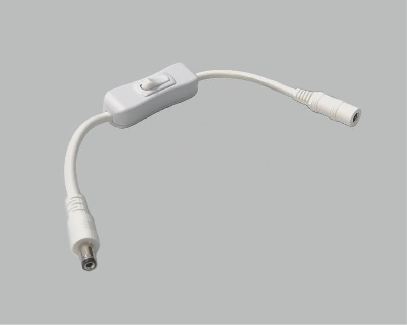 dc-extension, 2,1/5,5/9,5mm, with switch, length about 280mm, color white