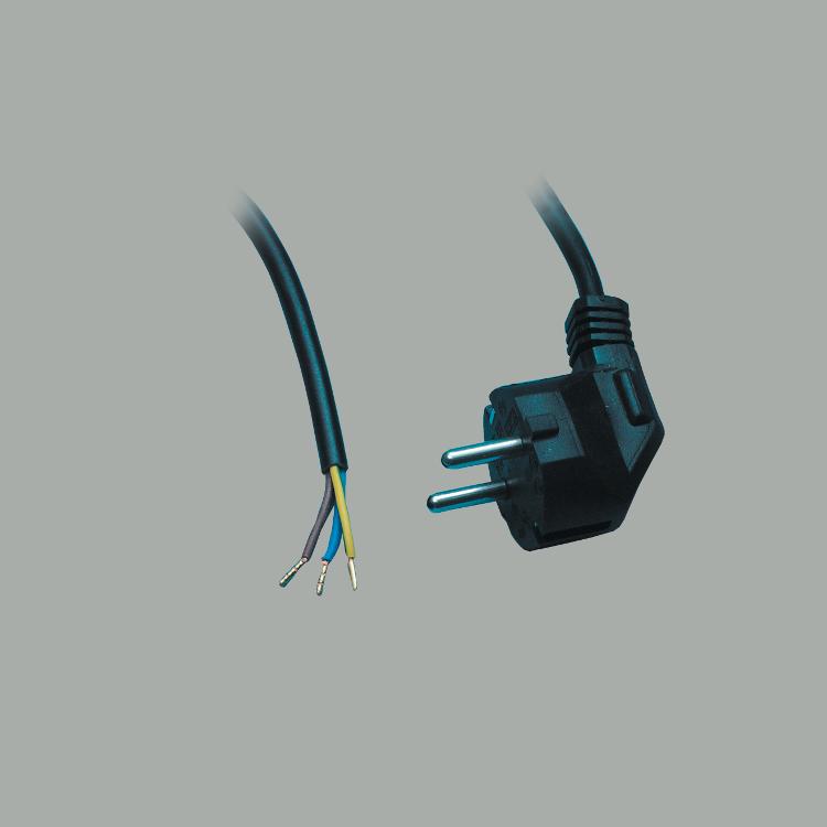 Netzanschlussleitung mit Schutzkontaktstecker, Kabeltyp H05VV-F 3 G x 1,00mm², Länge 2,0m, schwarz