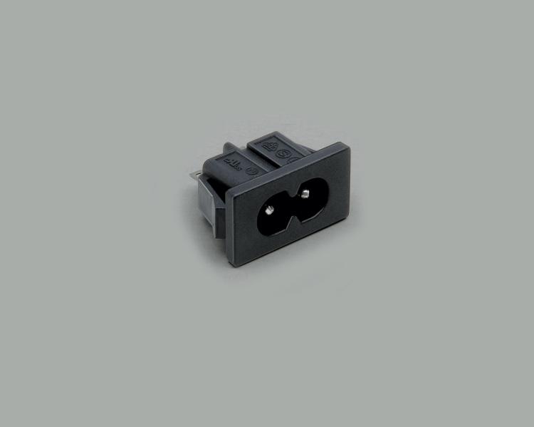 build-in AC power C-8 plug, solder type, 2-pin, snap-in mounting
