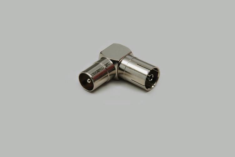 Koax-Winkeladapter Stecker - Kupplung 9,5mm, Metallausführung