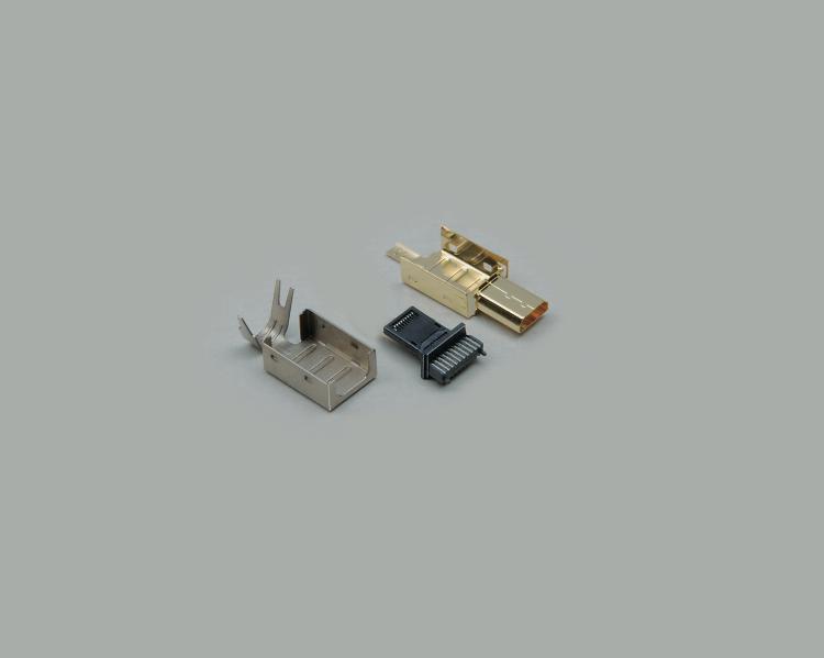 Micro-HDMI Stecker Typ D , mit Gehäuse , Kontakte vergoldet