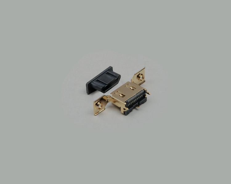 HDMI-Einbaubuchse 90° print, mit Flansch