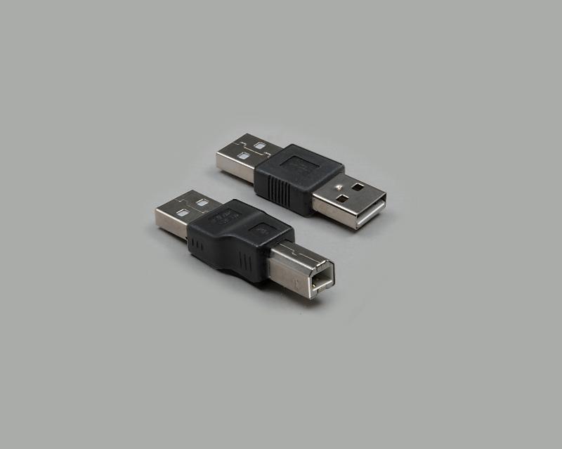 USB 2.0 adapter, USB-A plug to USB-B socket