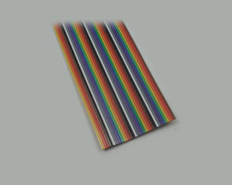 Flachbandleitung AWG 28, farbcod., Querschn. 10 x 0,08, Gesamtbreite 12,43±0,20mm, Gesamtraster 11,43±0,20mm