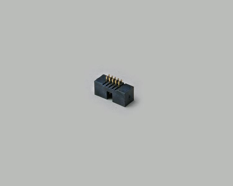 box header, 2x5-pin, two rows, gold plated contacts 0,4x0,4mm, grid pitch 1,27mm, without lock, height 5,4mm