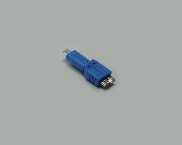 USB 3.1 adapter, USB-C plug 3.1 to Micro USB-B plug 3.0, 10-pin