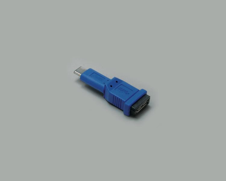 USB 3.1 adapter, USB-C plug 3.1 to Micro USB-B socket 3.0, 10-pin