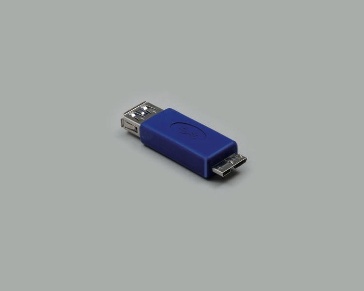 USB 3.0 adapter, USB-A plug to USB-B socket