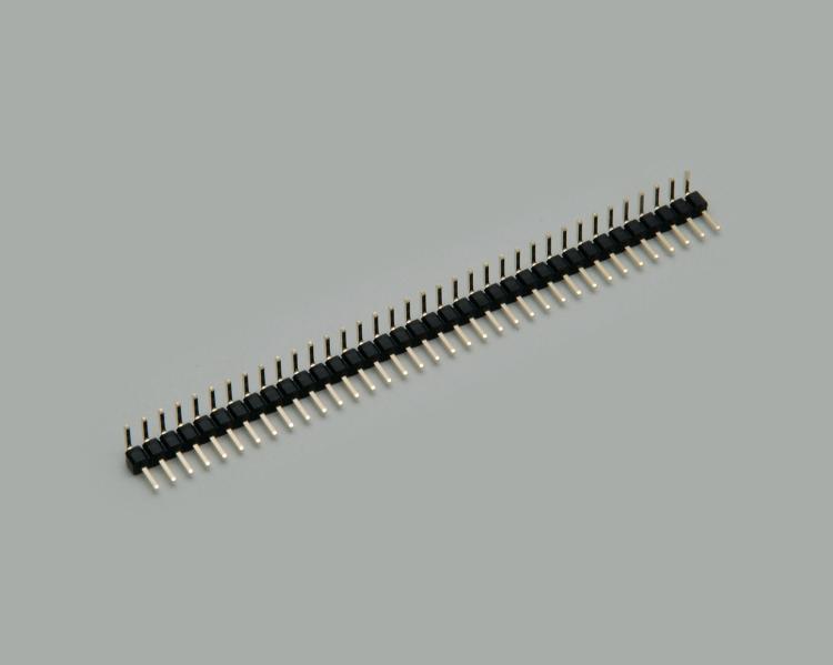 pin header, 10-pin, angled, gold plated contacts  (square), separable, grid pitch 2,54mm, pin spacing 1,27mm