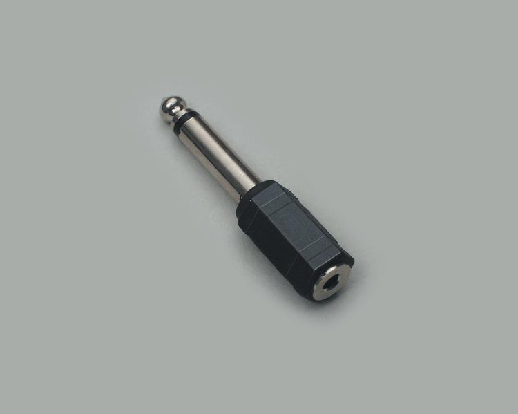 Adapter, Klinkenstecker 6,3mm Mono auf Klinkenkupplung 3,5mm Mono