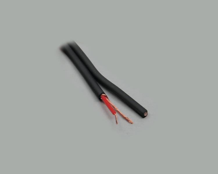 audio cable Ø2x0,38mm² (2x19x0,16mm), single shielding, flat, separable, black