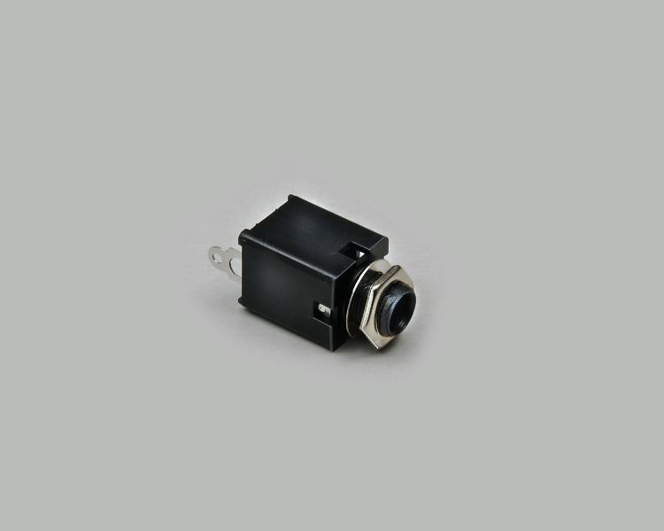 build-in audio socket 6,3mm, mono, single hole mounting, insulated installation, without switch, plasting housing with thread