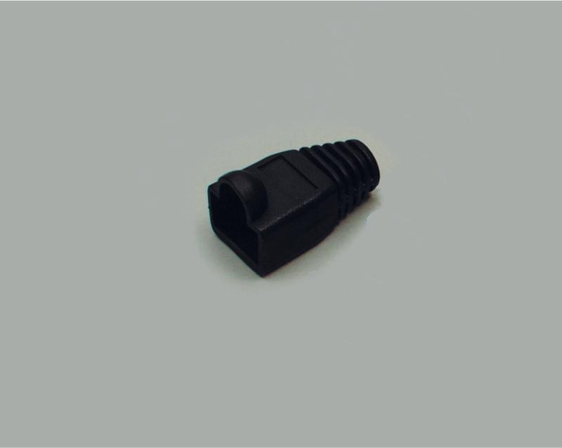 Knickschutztülle für Flachkabel, für Modularstecker 8-pol. (RJ45), für Kabel-Ø  bis 6mm, schwarz