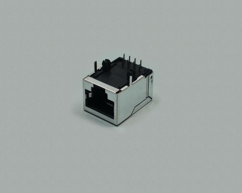 Modular-Einbaubuchse 8-polig 8P8C(RJ45), voll geschirmt, Printausführung 90°, metallisiert