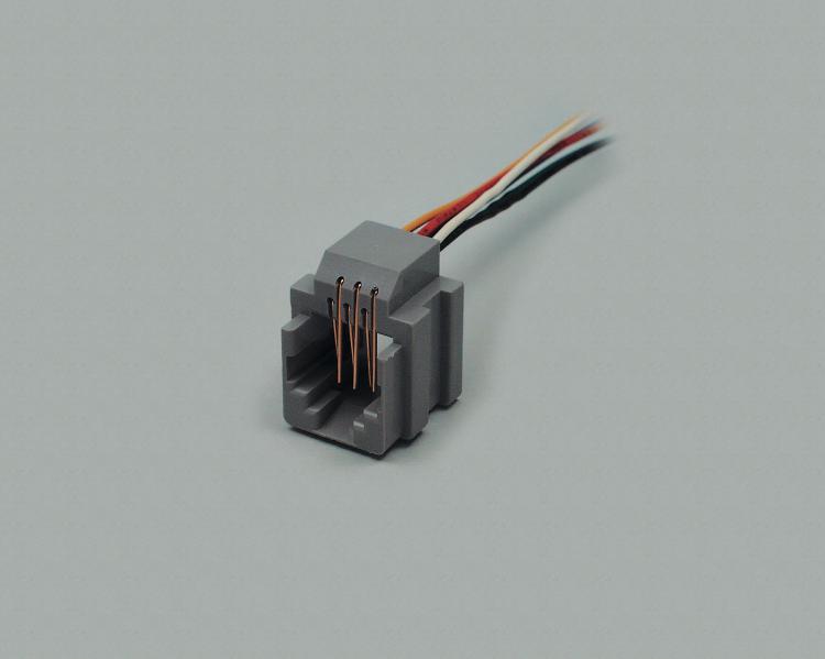 build-in modular socket 8P/8C (RJ45), unshielded, grey, with cable 70mm, for patch panel installation