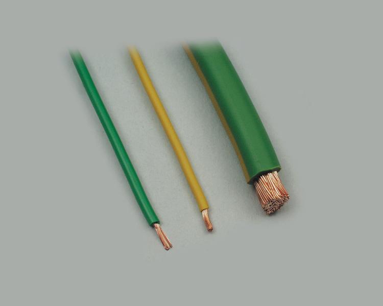 H07 V-K Starkstromlitze 1 x 10,00mm², Durchmesser 6,20mm, Farbe grün/gelb