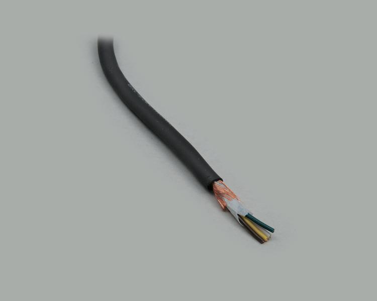 audio cable 2x0,22mm² (2x7x0,203mm), overall shielding, black