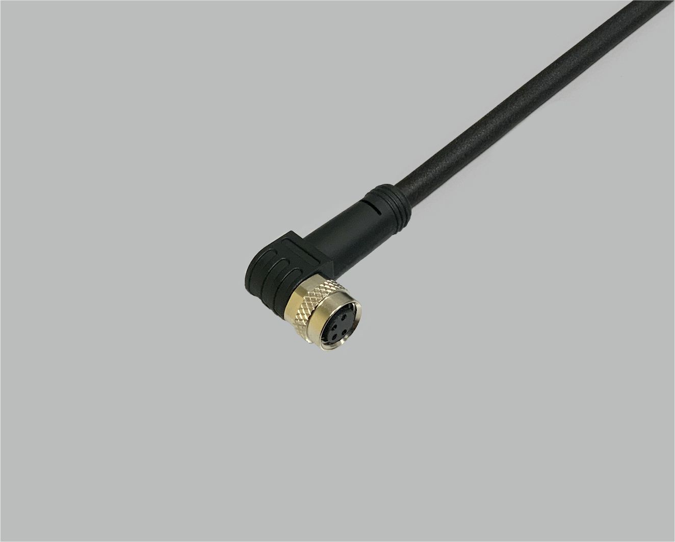 M8 sensor/actuator connection cable PU, angled coupling, 4.5-pin, to open end, 0.34 mm², black, 2 m