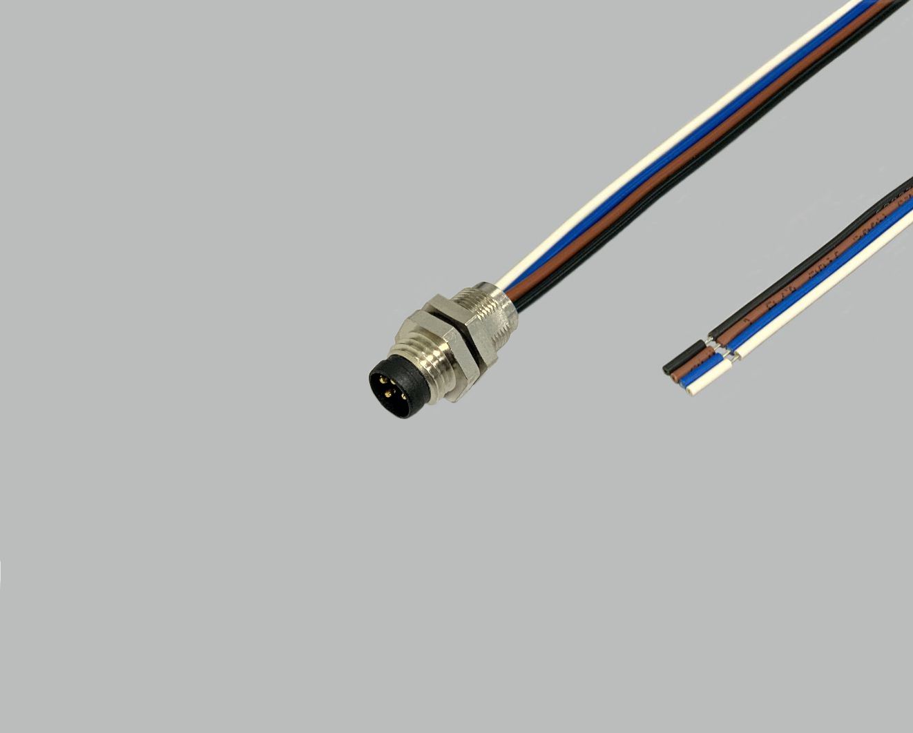M8 Sensor/Aktor Einbaustecker Frontmontage, 3-polig, mit Litze 0,2 m , 0,25 mm², 7mm Teilabzug, M8